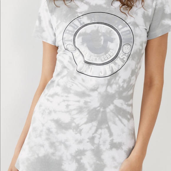 True Religion Tie Dye Shirt Dress front logo Large - Picture 4 of 10